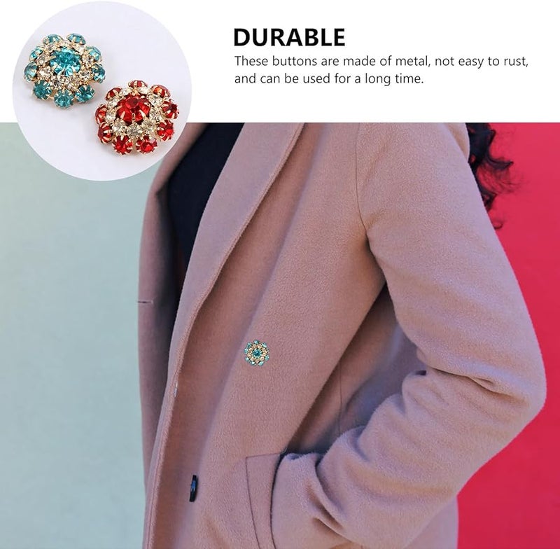 Safigle 10pcs Rhinestone Sewing Buttons Metal Fasteners for Overcoat DIY Luxury Craft - Image 4